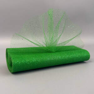 Фатин в рулоне с напылением - 15см, моток 9 м - зеленый