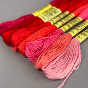 (8 шт по 8м) Набор мулине (нитки для вышивания) - розовый микс (8 шт по 8м) Набор мулине (нитки для вышивания) - розовый микс