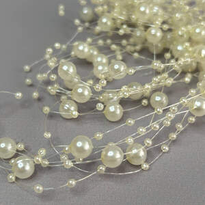 (5шт по 1,3 метра) Бусины на леске Ø8 и Ø3мм - айвори