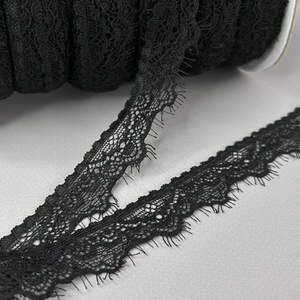Кружево гипюр стрейч, 2,2 см - черный (4514) Кружево гипюр стрейч, 2,2 см - черный (4514)