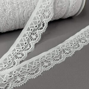 Кружево гипюр стрейч, 2,5см - белый (3-С567) Кружево гипюр стрейч, 2,5см - белый (3-С567)