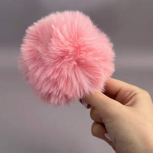 Помпоны из эко-меха окрашенный 9 см - розовый Помпоны из эко-меха окрашенный 9 см - розовый