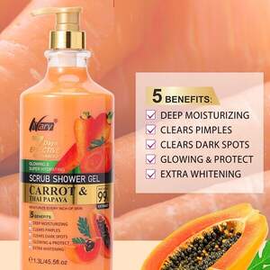 Гель скраб для душа Nary с экстрактом моркови и папайи, 1300мл Гель скраб для душа Nary с экстрактом моркови и папайи, 1300мл