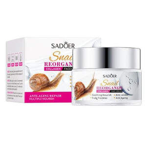 Омолаживающий крем для лица с муцином улитки и коллагеном Sadoer Snail Reorganize, 50г Омолаживающий крем для лица с муцином улитки и коллагеном Sadoer Snail Reorganize, 50г