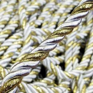 Декоративный шнур для натяжных потолков, Белый С Золотом 10 мм