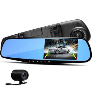 Автомобильное зеркало видеорегистратор для машины на 2 камеры VEHICLE BLACKBOX DVR 1080p камерой заднего вида. Автомобильное зеркало видеорегистратор для машины на 2 камеры VEHICLE BLACKBOX DVR 1080p камерой заднего вида.