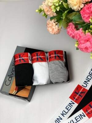 Набор женских трусов Calvin Klein Kim Черный, Серый, Белый wu080 Набор женских трусов Calvin Klein Kim Черный, Серый, Белый wu080