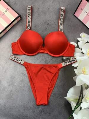 Комплект женский Victoria’s Secret Model Rhinestone топ+трусики Черный kk001 Комплект женский Victoria’s Secret Model Rhinestone топ+трусики Черный kk001
