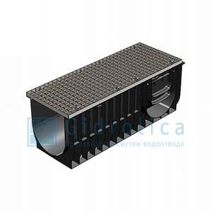 Лоток пластиковий з решіткою сталевою оцинкованою комірчастою, DN300, А15 комплект.