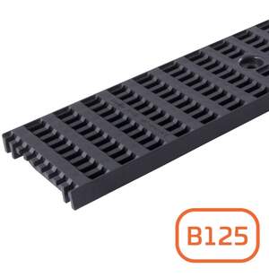 Решітка каналів системи водовідведення ПВХ, В125, 0,5 метра артикул 04402 колір графіт
