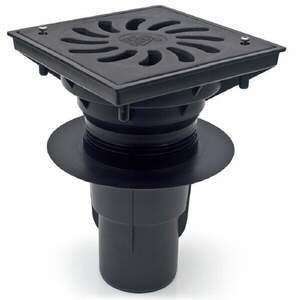 Трап - дощоприймач 245*245 мм, двокорпусний, B125, вертикальне підключення 110 мм, чавунна решітка.