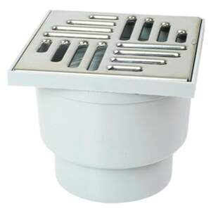 Трап 150*150 мм, вертикальний стік 110 мм, решітка нержавіюча, гідрозатвор, арт. 02165