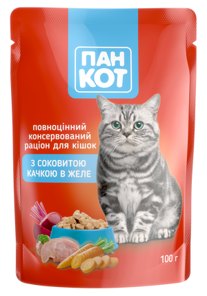 Вологий корм Пан Кот соковита качка в желе 24х100г Вологий корм Пан Кот соковита качка в желе 24х100г