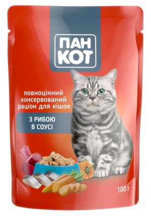 Вологий корм Пан Кот з рибою в соусі 24х100г Вологий корм Пан Кот з рибою в соусі 24х100г
