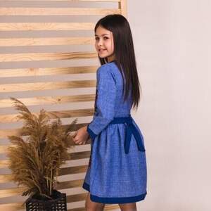 Вишите плаття Moderika Мальвочка синя з вишивкою хрестиком 116