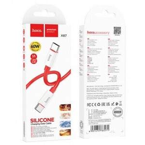 Кабель Hoco X87 Magic silicone (PD) Type-C - Type-C 60W 3A/1m (Червоний) Кабель Hoco X87 Magic silicone (PD) Type-C - Type-C 60W 3A/1m (Червоний)