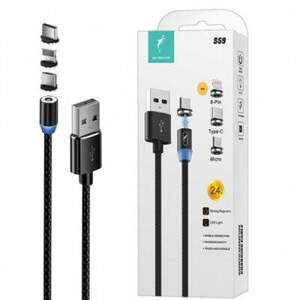 Кабель SkyDolphin S59KIT Magnetic 3in1 Micro USB/Type-C/Lightning 2.4A/1m (Чорний) Кабель SkyDolphin S59KIT Magnetic 3in1 Micro USB/Type-C/Lightning 2.4A/1m (Чорний)