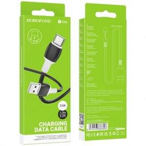 Кабель Borofone BX84 USB - Type-C 3.0A/1m (Чорний) Кабель Borofone BX84 USB - Type-C 3.0A/1m (Чорний)
