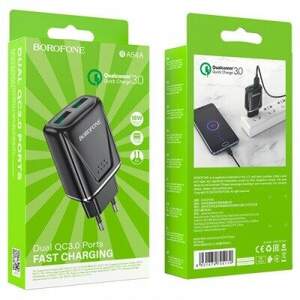 Мережевий Зарядний Пристрій Borofone BA54A (QC3.0) 2USB/3A/18W (Чорний) Мережевий Зарядний Пристрій Borofone BA54A (QC3.0) 2USB/3A/18W (Чорний)