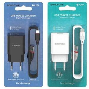Мережевий Зарядний Пристрій Borofone BA20A 1USB/2.1A + Type-C (Чорний) Мережевий Зарядний Пристрій Borofone BA20A 1USB/2.1A + Type-C (Чорний)
