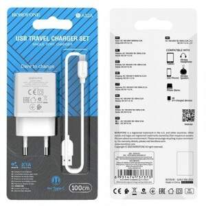 Мережевий Зарядний Пристрій Borofone BA52A 1USB/2.1A + Type-C (Білий) Мережевий Зарядний Пристрій Borofone BA52A 1USB/2.1A + Type-C (Білий)