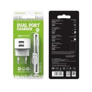 Мережевий Зарядний Пристрій Borofone BA23A 2USB/2.4A + Lightning (Білий) Мережевий Зарядний Пристрій Borofone BA23A 2USB/2.4A + Lightning (Білий)