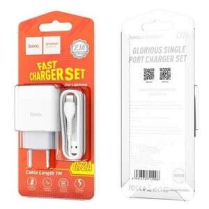 Мережевий Зарядний Пристрій Hoco C72A 1USB/2.1A + Lightning (Білий)