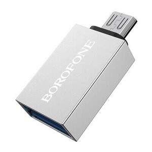 Перехідник Borofone BV2 OTG USB - MicroUSB (Сталевий)