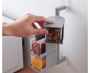 Поличка для спецій, настінний поворотний контейнер на 3 секції