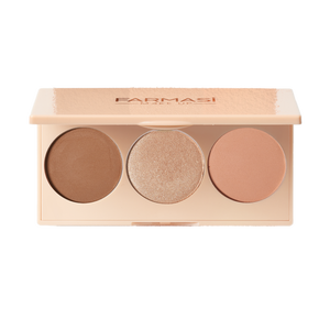 Палетка для лица, палитра румяна+контуринг+хайлайтер, Peach Bite Make Up Farmasi, 15 г