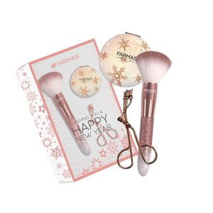 Подарунковий набір (пензель для пудри/рум'ян + щипчики для завивання вій + дзеркальце) Farmasi