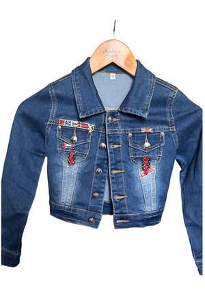 Джинсова куртка з принтом