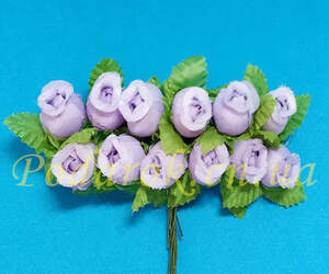 Розочка в бутоне с листочками сиреневая