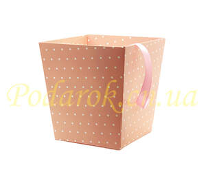 Корзинка для букетов Розовая в горошек