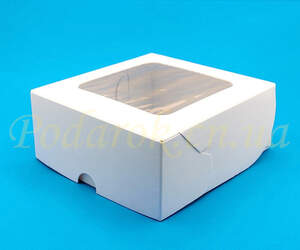 Коробочка белая с окном 130х130х48мм