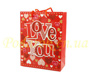 Пакет подарунковий Love You з блискітками