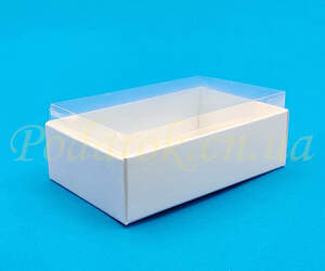Коробочка біла 120х95х37мм з прозорою кришкою