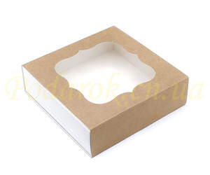 Коробочка крафт 120х120х30мм із вікном