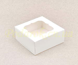 Коробочка біла 80х80х34мм із вікном Коробочка біла 80х80х34мм із вікном