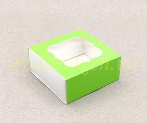 Коробочка салатова 80х80х34мм із вікном Коробочка салатова 80х80х34мм із вікном