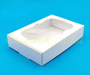 Коробочка біла 200х150х30мм з вікном