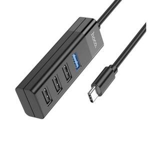 Адаптер перехідник Hoco Type-C Hub 4-in-1 converter HB25 USB3.0+3*USB2.0 Type-C ХАБ USB Чорний