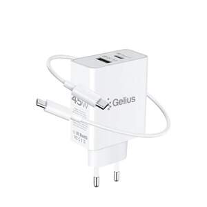 Мережевий зарядний пристрій Gelius X-Duo PRO 45W GP-HC053 + кабель Type-C/Type-C White
