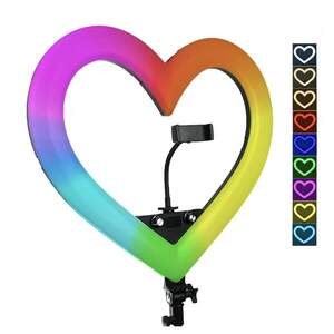 Кільцева РГБ лампа у формі серця LED RGB JM26-10 з тримачем телефону 26 см від USB