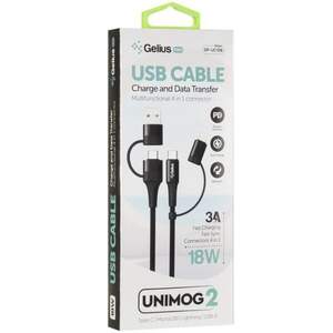 Кабель Gelius Pro Unimog 2 GP-UC106 4in1 (USB-A/Type для C-Lightning) PD Black (18W)
