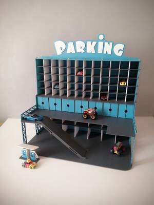 Дерев'яний гараж-парковка для машинок Hot Wheels