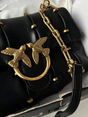 Женская сумка из эко-кожи Pinko Lady black Пинко молодежная, брендовая сумка маленькая через плечо