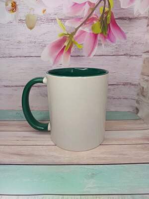 Чашка з зеленою ручкою і серединкою + індивідуальний принт у вартості