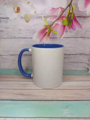 Чашка з синьою ручкою і серединкою + індивідуальний принт у вартості