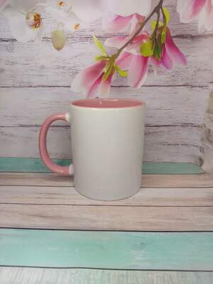 Чашка з рожевою ручкою і серединкою + індивідуальний принт у вартості